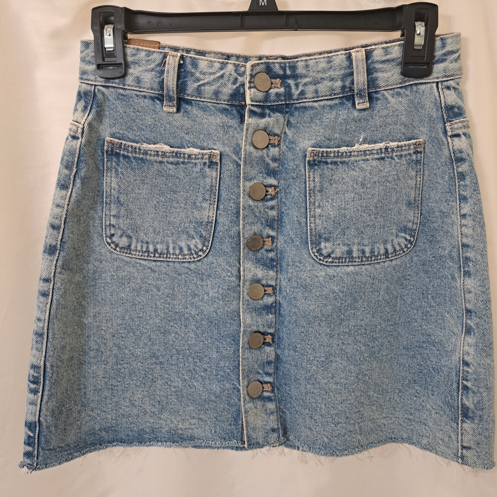 Zara Trafaluc Sz S Blue Jean Distressed Denim Mini Skirt Pencil